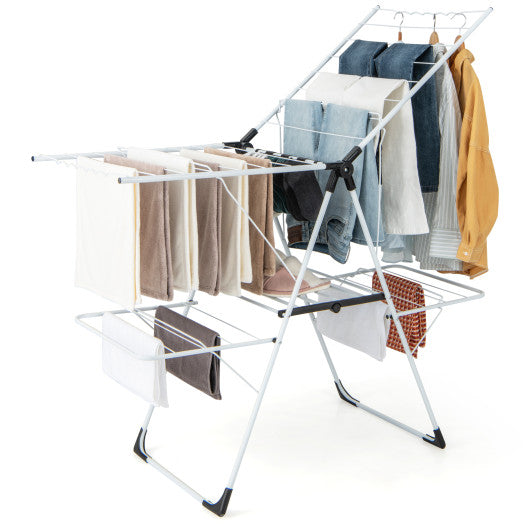 2-level Laundry Drying Rack with Height Adjustable Wings Online now