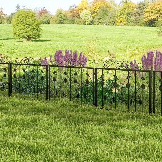 Decorative Garden Fence with 8 Panels Animal Barrier-Black on Sale