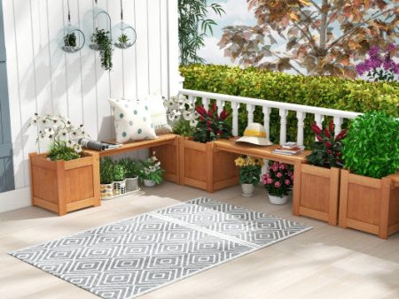 Wood Planter Box with Bench for Garden Yard Balcony For Sale