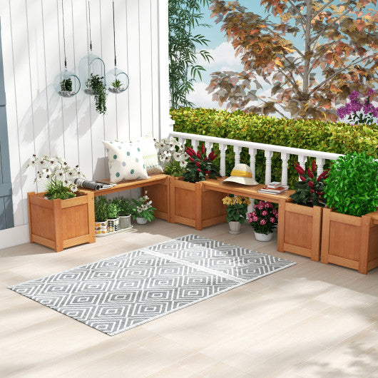 Wood Planter Box with Bench for Garden Yard Balcony For Sale