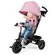 4-in-1 Baby Tricycle Toddler Trike with Reversible Seat and 5-Point Safety Harness-Pink For Discount