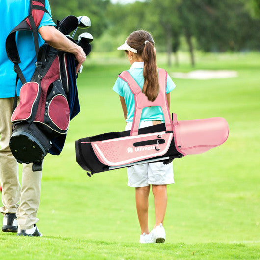 Junior Complete Golf Club Set for Kids with Rain Hood Right Hand Children Golf Age 8-10 Years Old-Pink Discount