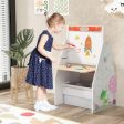 3 in 1 Kids Easel and Play Station Convertible with Chair and Storage Bins-White Online Hot Sale