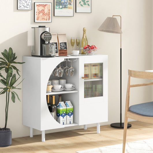 Kitchen Sideboard with Glasses Holder for Living Room Dining Room-White Online now