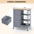 Kitchen Island Cart on Wheels with Rubber Wood Top and 3 Drawersand Removable Tray-Gray Supply