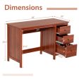 3-Drawer Home Office Study Computer Desk with Spacious Desktop-Brown Online