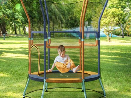 Mini Trampoline for Kids with Safety Enclosure Net and Foam Handles-Orange Online Hot Sale