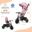 4-in-1 Baby Trike Kids Tricycle with Removable Canopy and Adjustable Push Handle-Pink Fashion