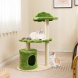 38 Inch Cute Cat Tree for Indoor Cats with Fully Wrapped Sisal Scratching Posts-Green Online Hot Sale