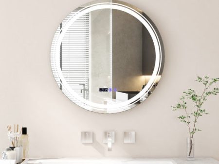 Anti-Fog Round Led Bathroom Mirror with 3 Color LED Lights-M Discount