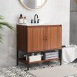 31 Inch Bathroom Vanity Sink Combo with Doors and Open Shelf-Walnut Online Hot Sale