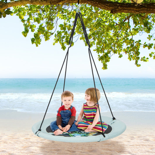 40 Inches Saucer Tree Swing with Adjustable Hanging Ropes and 900D Oxford Fabric-Forest For Cheap