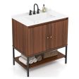 31 Inch Bathroom Vanity Sink Combo with Doors and Open Shelf-Walnut Online Hot Sale