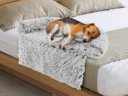 White Plush Calming Dog Couch Bed with Anti-Slip Bottom-M Supply