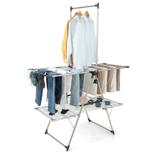 Large Foldable Clothes Drying Rack with Tall Hanging Bar Sale