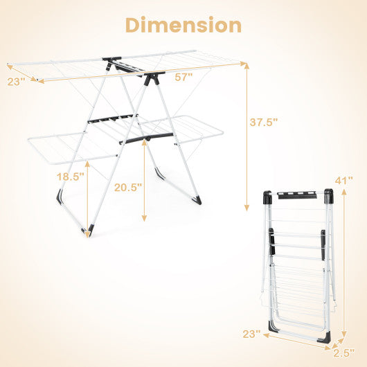 2-level Laundry Drying Rack with Height Adjustable Wings Online now