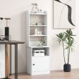 Bedside Tables Tall Nightstands with 5 Open Shelf and Cabinet-White on Sale