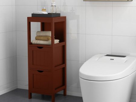 Freestanding Storage Cabinet with 2 Removable Drawers for Bathroom-Brown Online Sale