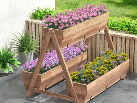 Vertical Raised Garden bed with 3 Wooden Planter Boxes-L Online now