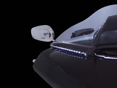 Ciro LED Lighted Horizon Windshield Trim for Harley Road Glide Shark Nose Fairing-15 & Newer-Black For Sale