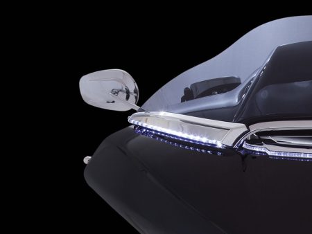 Ciro LED Lighted Horizon Windshield Trim for Harley Road Glide Shark Nose Fairing-15 & Newer-Chrome For Sale