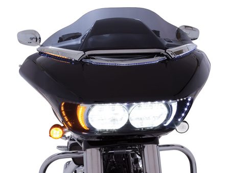 Ciro Fang Lighted Vent Trim for Harley Road Glide Shark Nose Fairing-Chrome or Black Supply